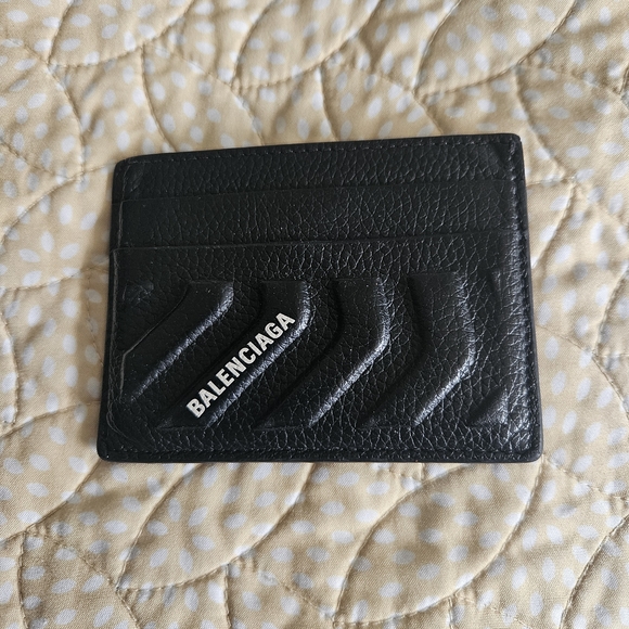 Balenciaga Black Textured Card Holder